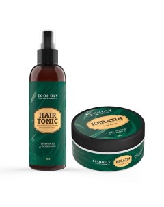 Набор №1 "Совершенство волос" (Тоник для волос + Маска для волос) Hair Tonic + Keratin Hair Mask Ecoholy