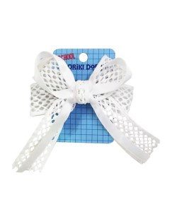 Белый бант с сеткой на резинке SCHOOL Collection White mesh bow elastic Moriki doriki