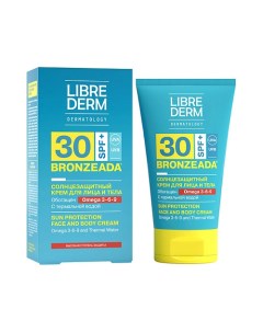 Солнцезащитный крем SPF30 с Омега 3 - 6 - 9 и термальной водой Bronzeada Sun Protection Face and Bod Librederm