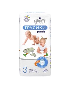 Детские подгузники-трусики в размере MIDI (3), вес 6-11 кг 48.0 Bella baby happy