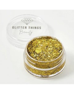 Глиттер Гель Блёстки для глаз лица и тела Золотой Маскарад Glitter things