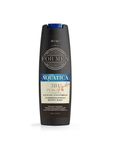 For MEN AQUATICA 3в1 Гель-душ для волос, тела и бороды ледиковая вода и цитрус юдзу 400.0 Витэкс