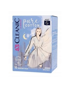 Pure Cotton Гигиенические прокладки ночь 10 0 Cleanic