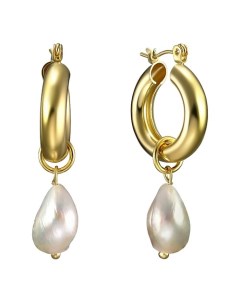 Золотистые серьги трансформеры с культивированным жемчугом Uvi jewellery