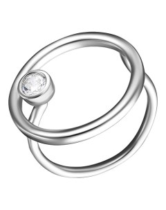 Серебристое безразмерное кольцо с прозрачным кристаллом Uvi jewellery