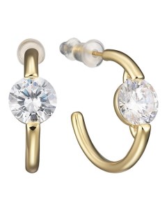 Золотистые серьги с прозрачным кристаллом Uvi jewellery