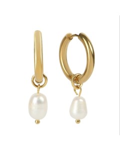 Серьги Leda Hoops Base Rice Pearl gold Viamore