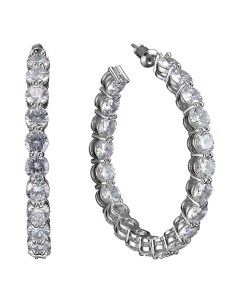 Серебристые серьги конго с крупными прозрачными кристаллами Uvi jewellery