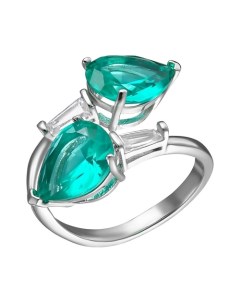 Серебристое безразмерное кольцо с кристаллами цвета Параиба Uvi jewellery