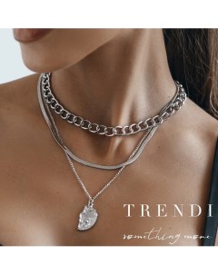 Колье из цепочек с подвеской тройная скол золото Trendi