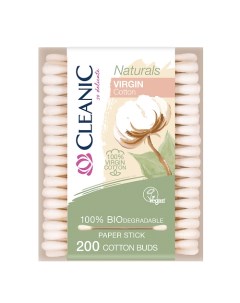 Naturals Virgin Cotton Ватные палочки гигиенические в прямоугольной коробке 200.0 Cleanic