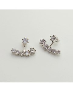 Серьги каффы покрытые серебром с кристаллами Swarovski Shine & beauty