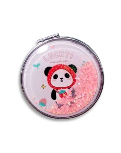 Зеркало складное "Lucky panda strawberry pink" с увеличением Ilikegift