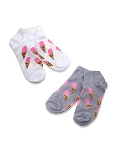 Носки женские короткие "Ice cream horn Gray and White" 2 пары Ilikegift