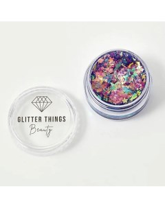 Глиттер Гель Блёстки для глаз лица и тела Индиго Glitter things