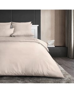 Антибактериальный комплект постельного белья Antibacterial Bed Linen Set, ЕВРО. Цвет: «Песчаный берег» (бежевый) Soft silver