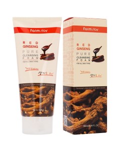 Пенка для умывания очищающая с экстрактом женьшеня Red Ginseng Pure Cleansing Foam Farmstay