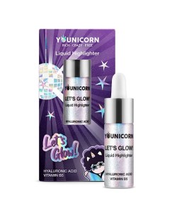 Жидкий голографический хайлайтер для лица LET'S GLOW! с гиалуроновой кислотой Younicorn