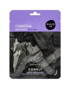 Тканевая маска для лица с древесным углём Facial Tissue Mask With Charcoal Extract Consly