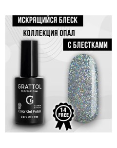 Гель лак для ногтей c блестками Opal Grattol