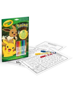 Раскраска с головоломками Pokemon Activities Book + Фломастеры Crayola