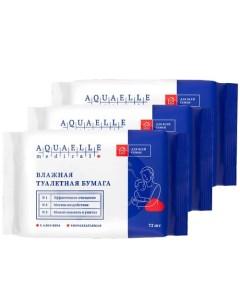 Влажная туалетная бумага мультипак, 3 упаковки по 72 штуки Aquaelle medical