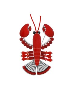 Брошь Mr Lobster, с цветной смолой, бусинами и шнуром Taratata