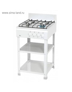 Плита AVG 1402 W, газовая, 4 конфорки, без духовки, две полочки, белая Flama