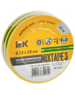 Изолента ПВХ 0 13х15мм рул 10м желт зел UIZ 13 10 10M K52 Iek