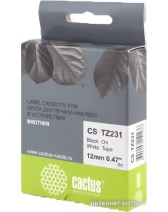 Картридж лента для термопринтера CS TZ231 аналог Brother TZe 231 Cactus