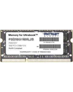 Оперативная память Memory for Ultrabook 8GB DDR3 SO DIMM PC3 12800 PSD38G1600L2S Patriot