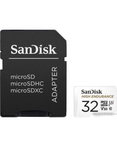 Карта памяти High Endurance microSDHC SDSQQNR 032G GN6IA 32GB с адаптером Sandisk