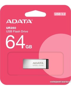 USB Flash UR350 64GB UR350 64G RSR BK серебристый черный Adata