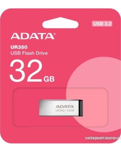 USB Flash UR350 32GB UR350 32G RSR BK серебристый черный Adata