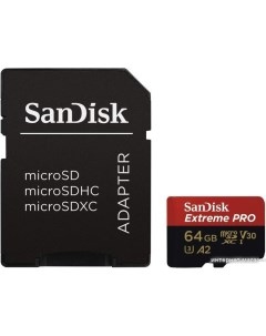 Карта памяти Extreme PRO microSDXC SDSQXCU 064G GN6MA 64GB с адаптером Sandisk