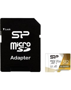 Карта памяти Superior Pro microSDXC SP512GBSTXDU3V20AB 512GB с адаптером Silicon power