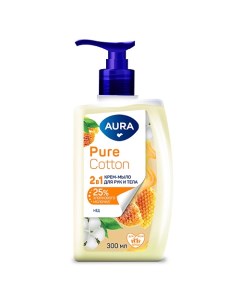 Pure Cotton Крем-мыло 2в1 для рук и тела Хлопок и мёд 300.0 Aura