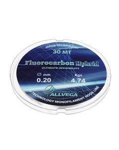 Леска монофильная Fluorocarbon Hybrid диаметр 0 20 мм тест 4 74 кг 30 м флюорокарбон 65 Allvega