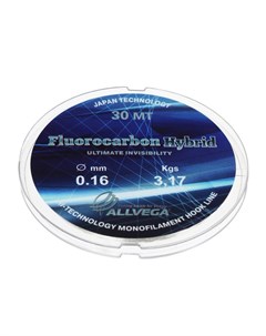 Леска монофильная Fluorocarbon Hybrid, диаметр 0.16 мм, тест 3.17 кг, 30 м, флюорокарбон 65% Allvega