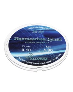 Леска монофильная Fluorocarbon Hybrid, диаметр 0.10 мм, тест 1.30 кг, 30 м, флюорокарбон 65% Allvega