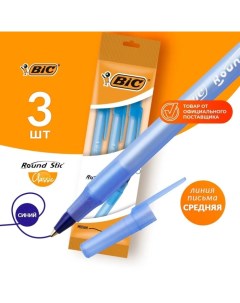 Набор ручек шариковых 3 штуки Round Stic Classic узел 1 0 мм среднее письмо синие чернила Bic