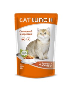 Влажный корм для кошек, кусочки в желе, говядина/морковь, 85 г Cat lunch