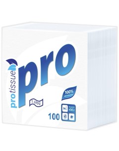 Салфетки бумажные С184, Premium, 1-слойные, 24х24 см, 100 штук в упаковке Protissue