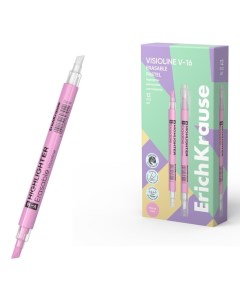 Двухсторонний маркер текстовыделитель 4 мм Visioline V 16 Erasable Pastel цвет розовый Erichkrause