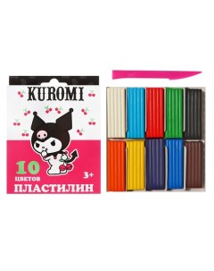 Пластилин 10 цветов 200 г Kuromi, пластиковая стека, в картонной упаковке с европодвесом Centrum