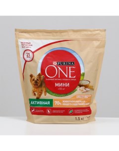 Сухой корм mini "Активная" для собак мелких пород, курица/рис, 1,5 кг Purina one