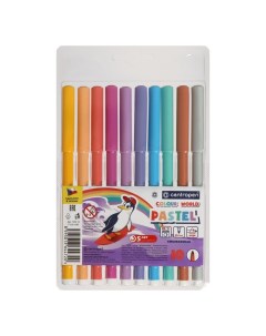 Фломастеры 10 цветов 2.0 мм 7550 TP Colour World Pastel, смываемые, европодвес Centropen