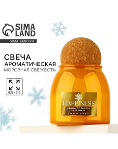 Свеча новогодняя «Happiness», на Новый год, аромат морозная свежесть, 9,5 х 6,5 см Сима-ленд