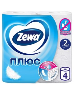 Туалетная бумага Плюс, 2 слоя, 4 рулона Zewa