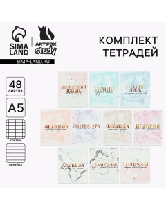 Набор тетрадей 48 листов, 10 предметов со справ. мат. в обечайке «1 сентября: Мрамор», обложка мелов Artfox study